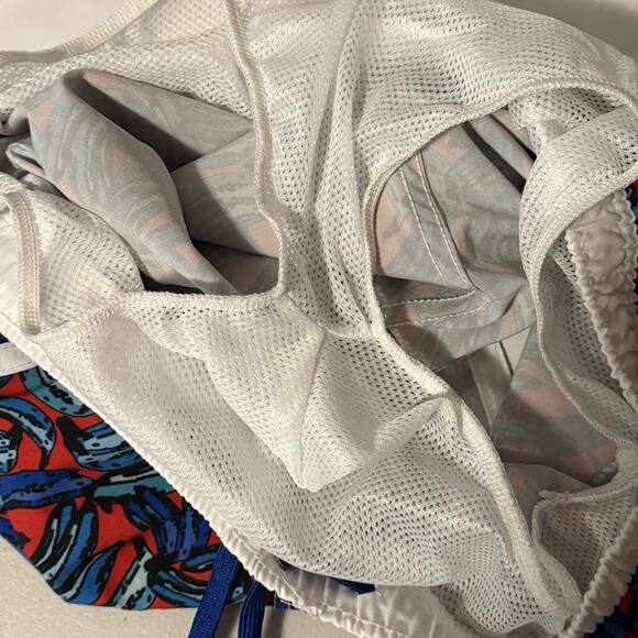 Andrew Christian SIZE LARGE 3" Lined SwimShorts Banana Print Red Blue Trunks Men - Picture 12 of 12